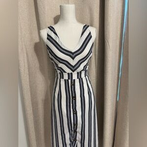 Striped Sleeveless Button-Down Dress